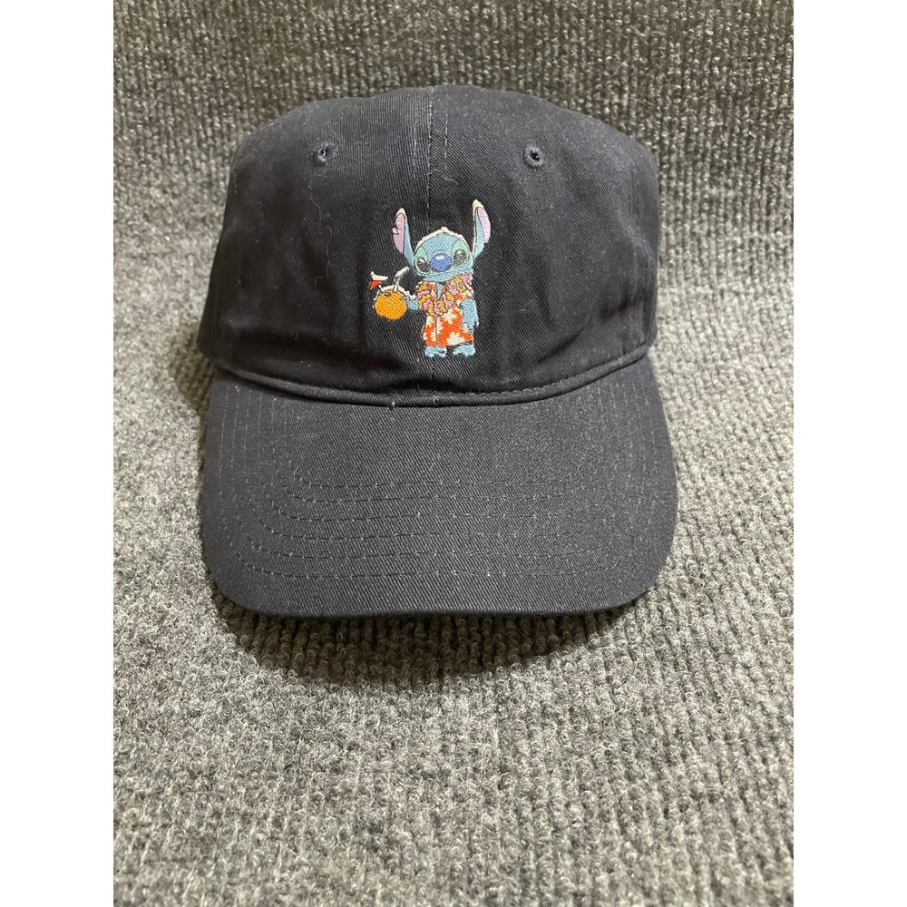 Disney Lilo & Stitch Black Embroidered Tropical Stitch Adjustable Baseball Hat